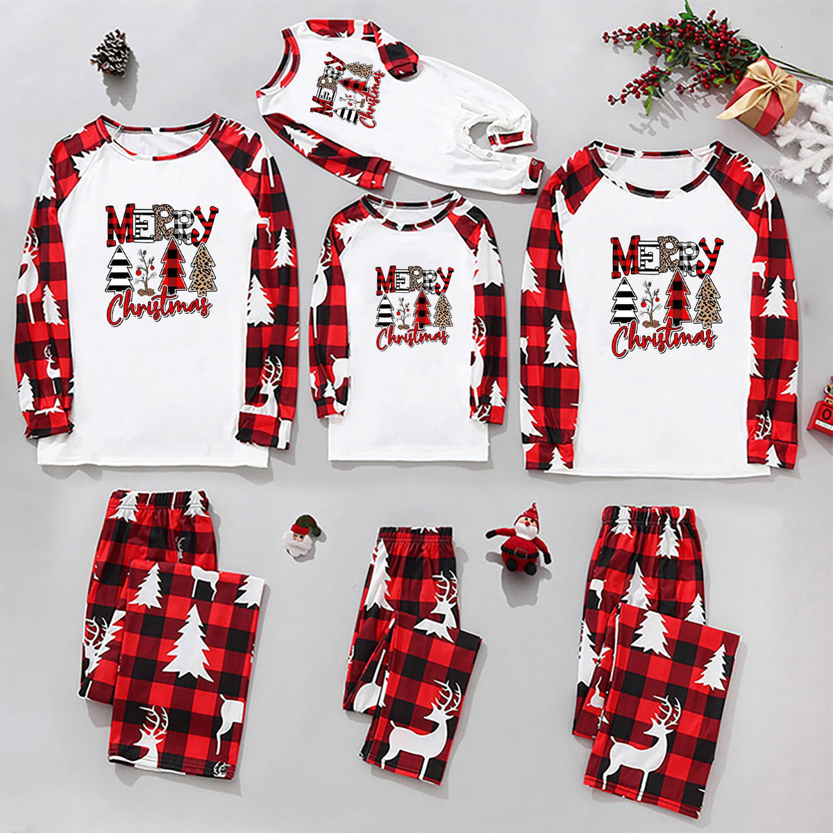 Matching Family Christmas Pajama Set – Buffalo Plaid Merry Christmas Holiday PJs