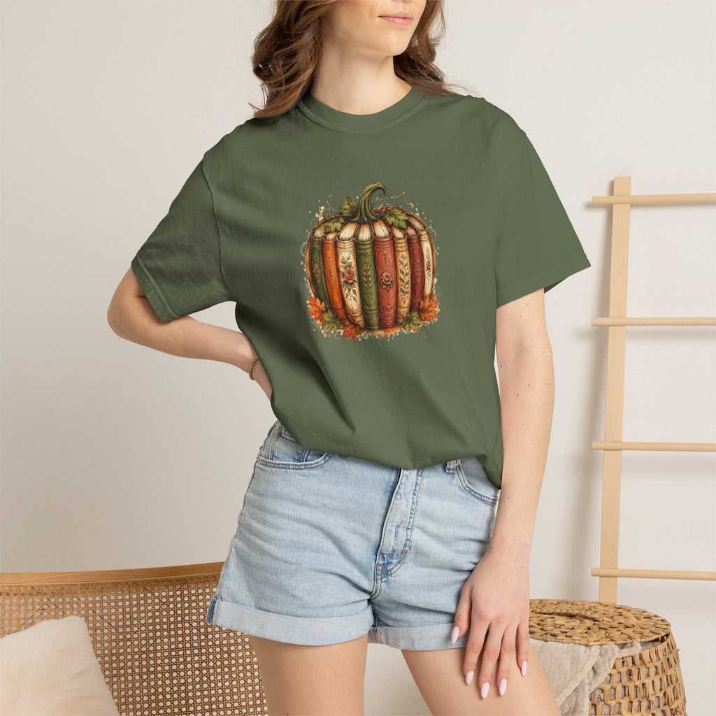 Vintage Fall Pumpkin Book Graphic T-Shirt