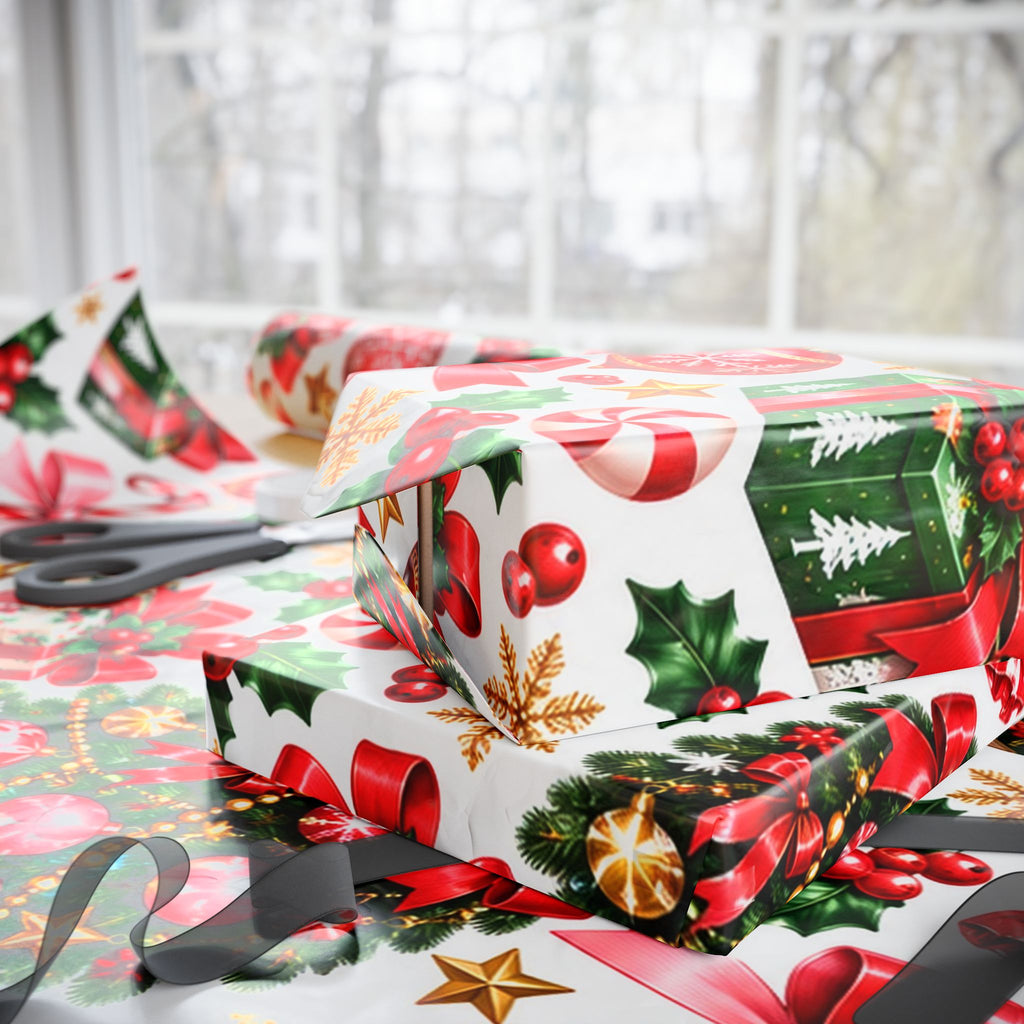 Peppermint & Pretty Bows | Vintage Christmas Wrapping Paper