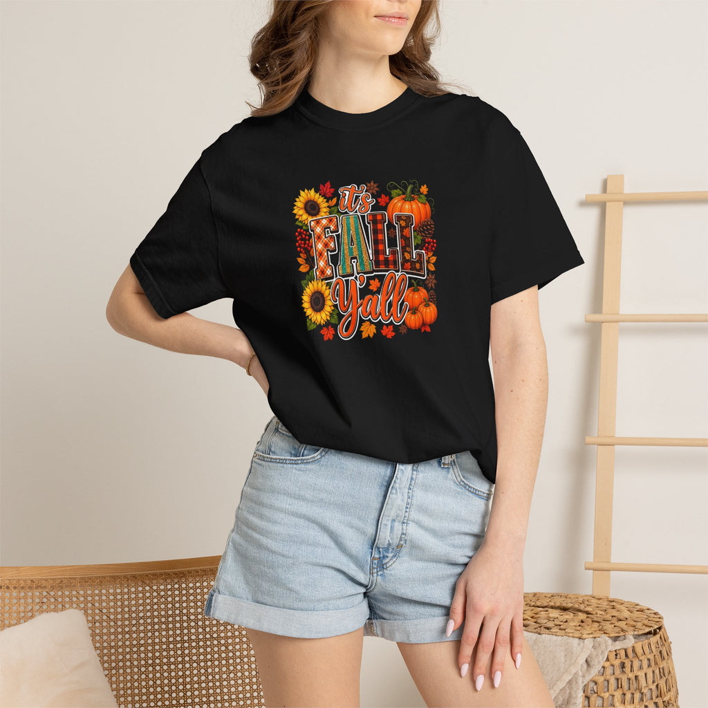 Fall Y'all T-Shirt — Autumn Pumpkin & Sunflower Graphic Tee