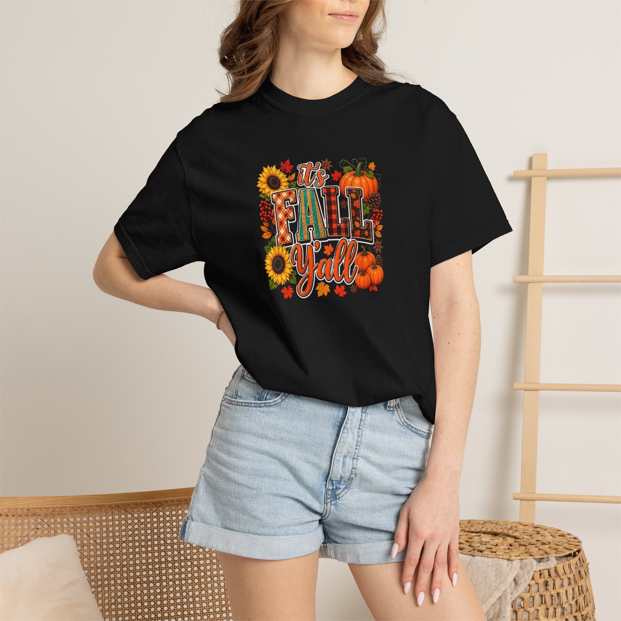 Fall Y'all T-Shirt — Autumn Pumpkin & Sunflower Graphic Tee