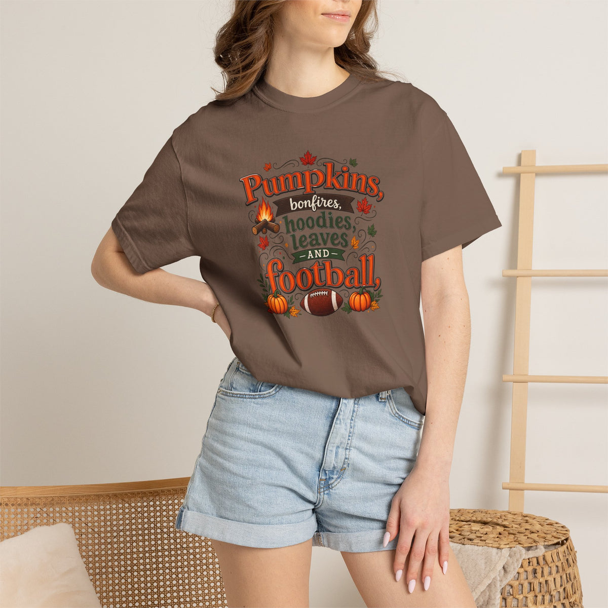 Fall Pumpkins Hoodies Leaves Football T‑Shirt