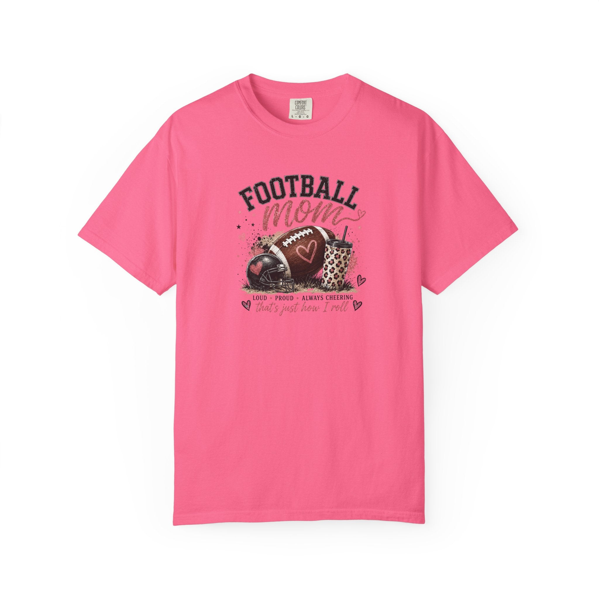 Football Mom T-Shirt — Leopard Heart Football Design