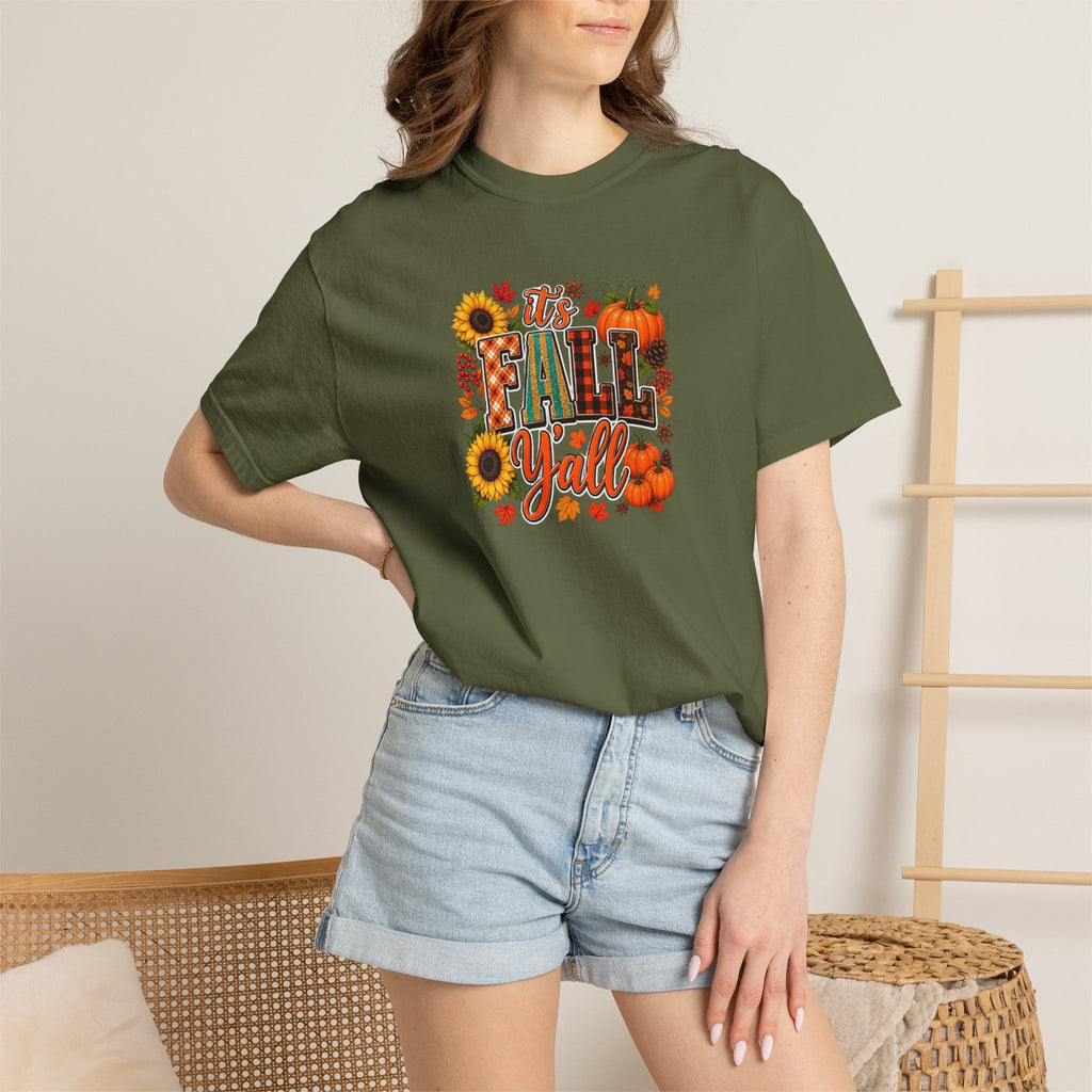 Fall Y'all T-Shirt — Autumn Pumpkin & Sunflower Graphic Tee