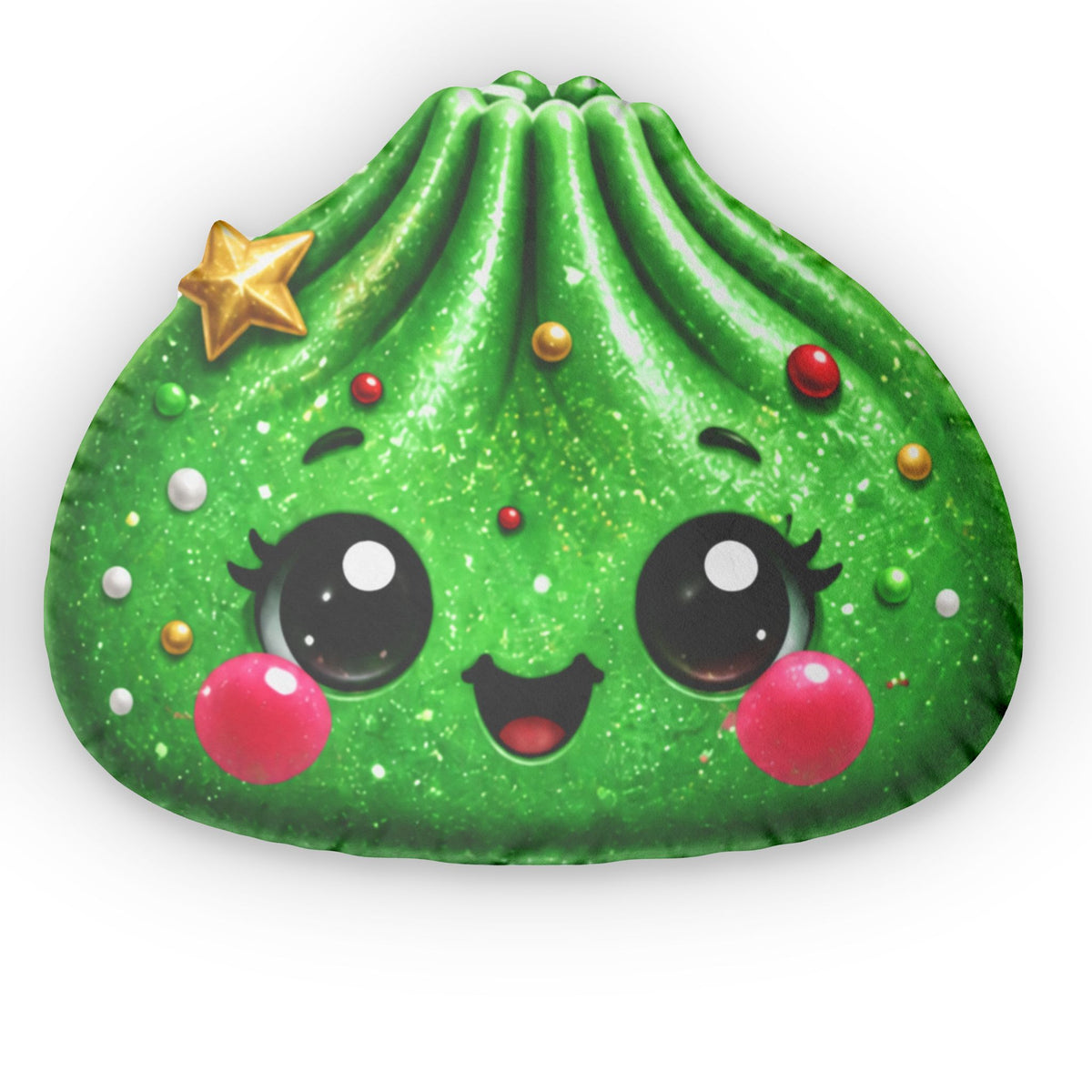Kawaii Christmas Tree Face Pillow