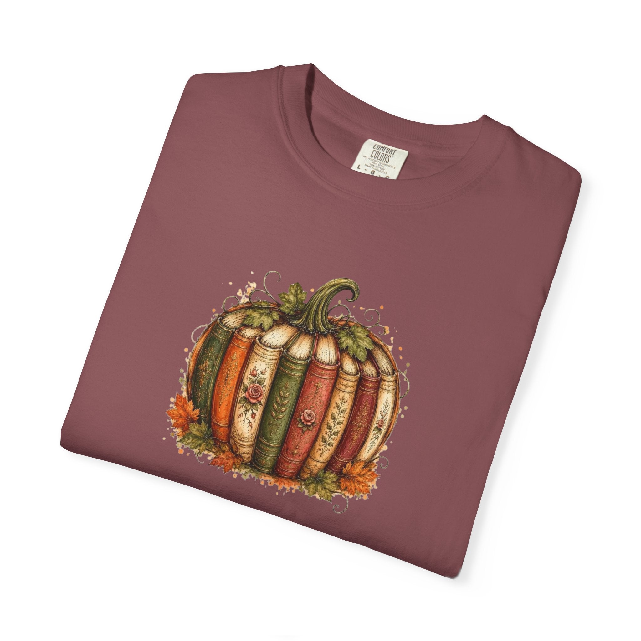 Vintage Fall Pumpkin Book Graphic T-Shirt