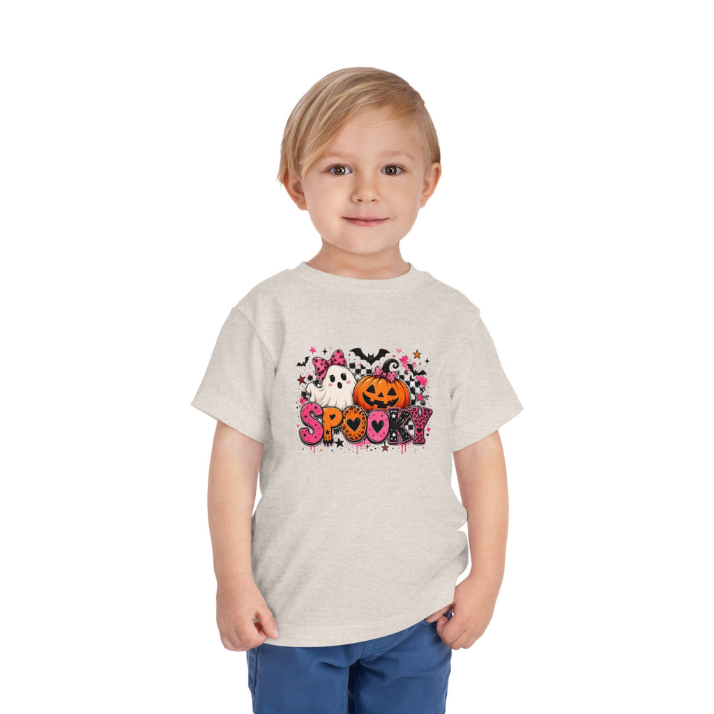 Toddler Tee — "Spooky" Halloween Ghost & Pumpkin Shirt