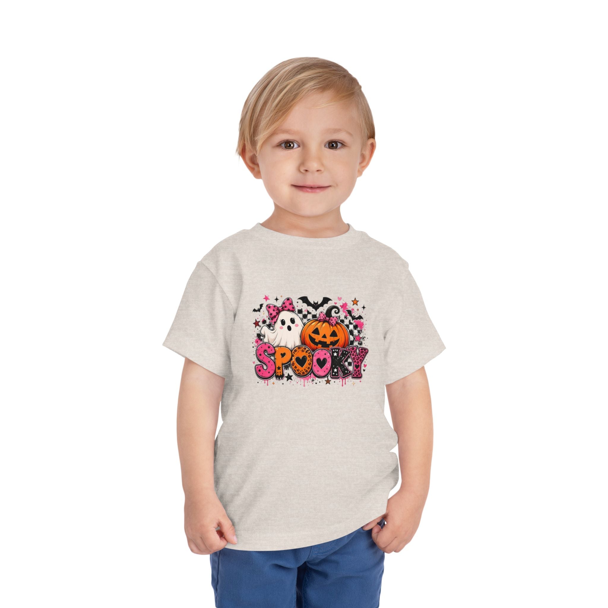 Toddler Tee — "Spooky" Halloween Ghost & Pumpkin Shirt