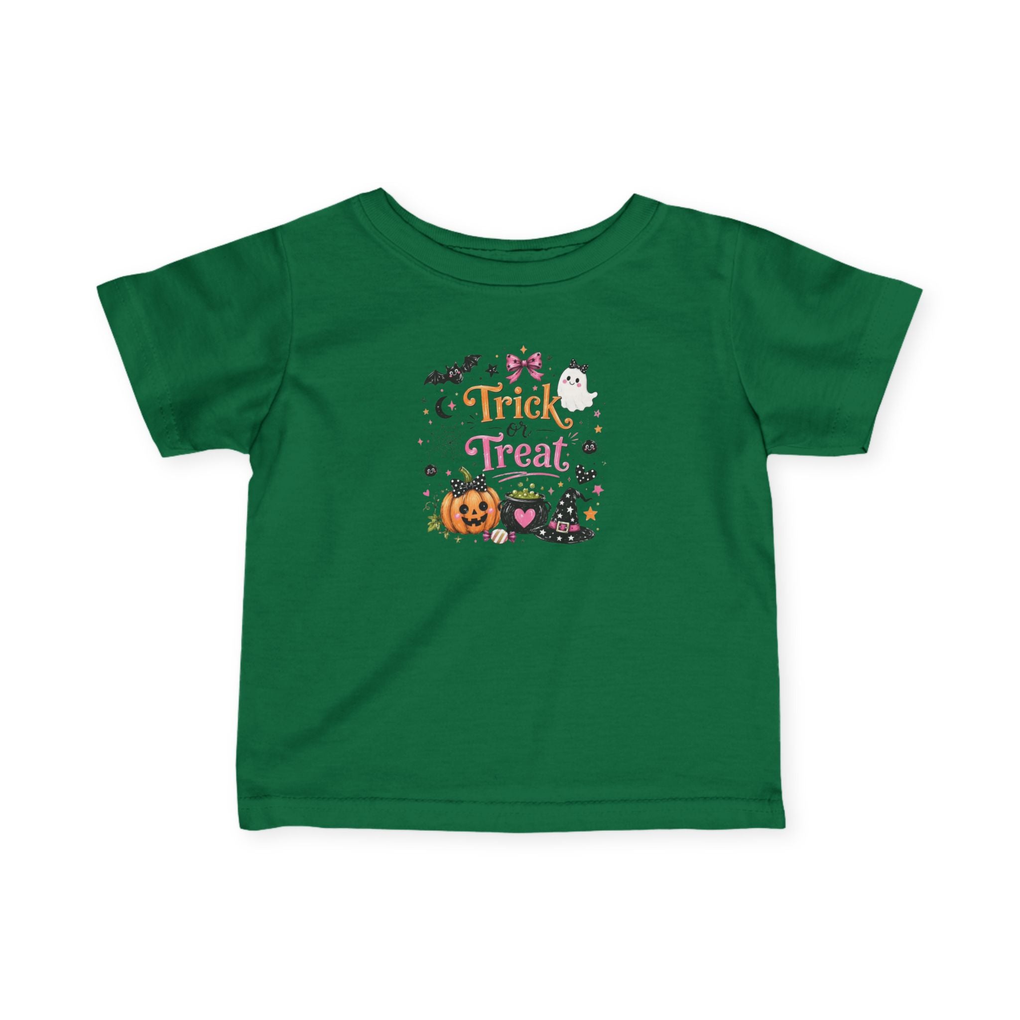 Infant Tee — Cute 'Trick or Treat' Halloween Pumpkin & Witch Hat Baby Shirt