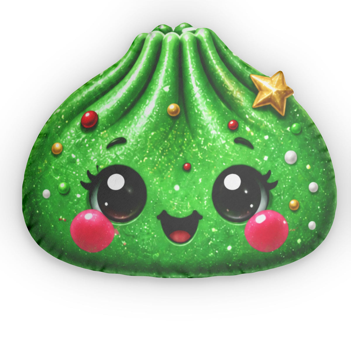 Kawaii Christmas Tree Face Pillow