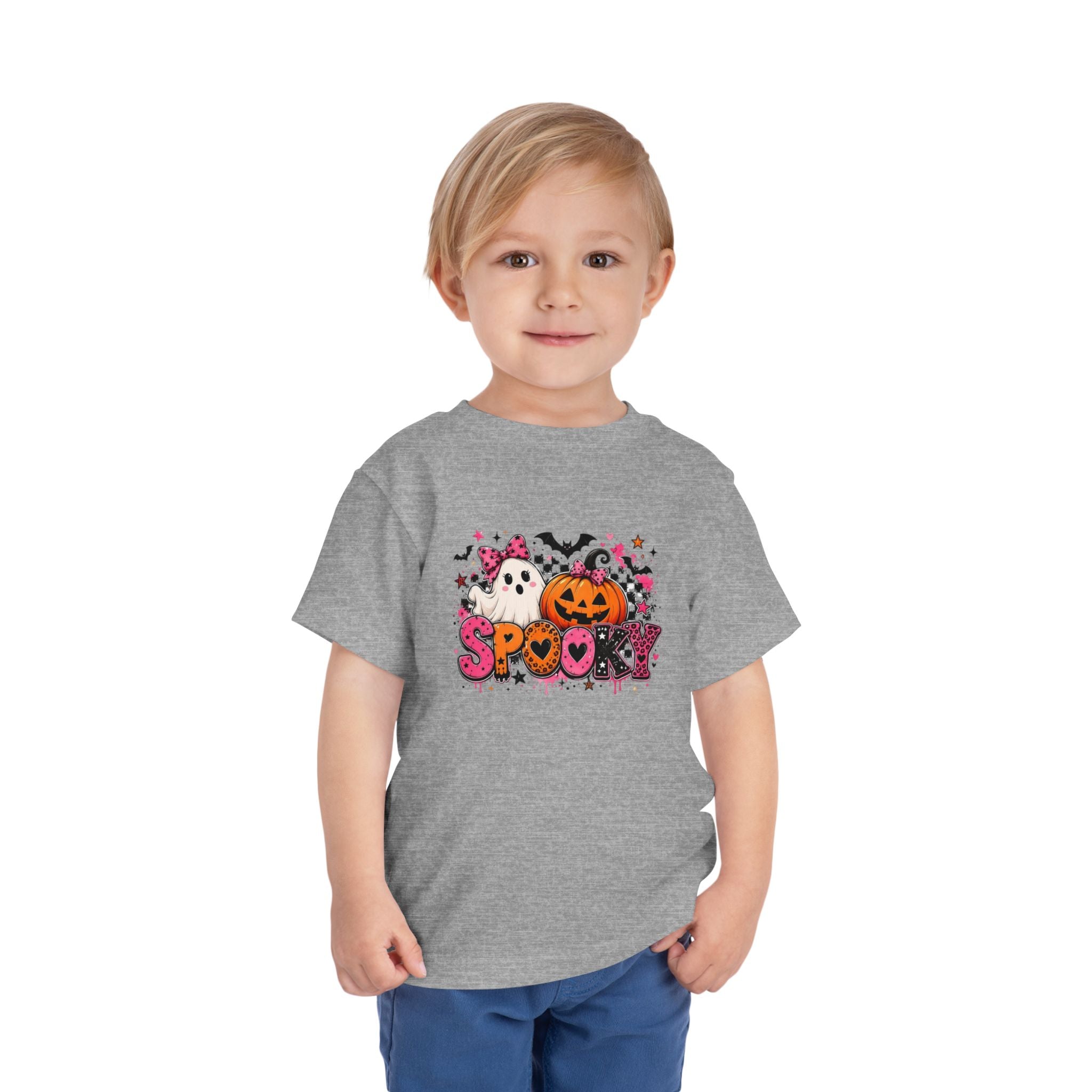 Toddler Tee — "Spooky" Halloween Ghost & Pumpkin Shirt