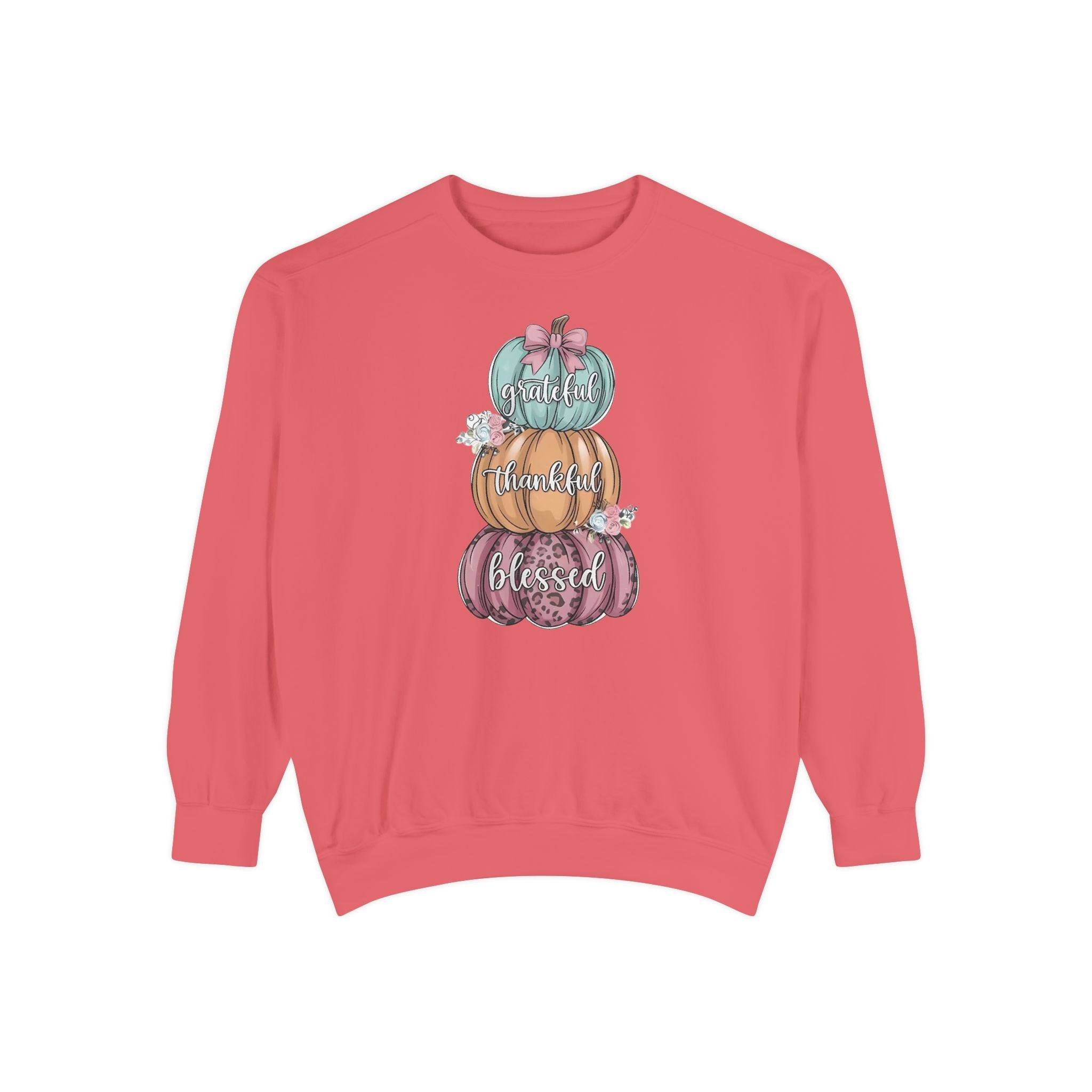 Pumpkin Stack Sweatshirt — Grateful, Thankful, Blessed