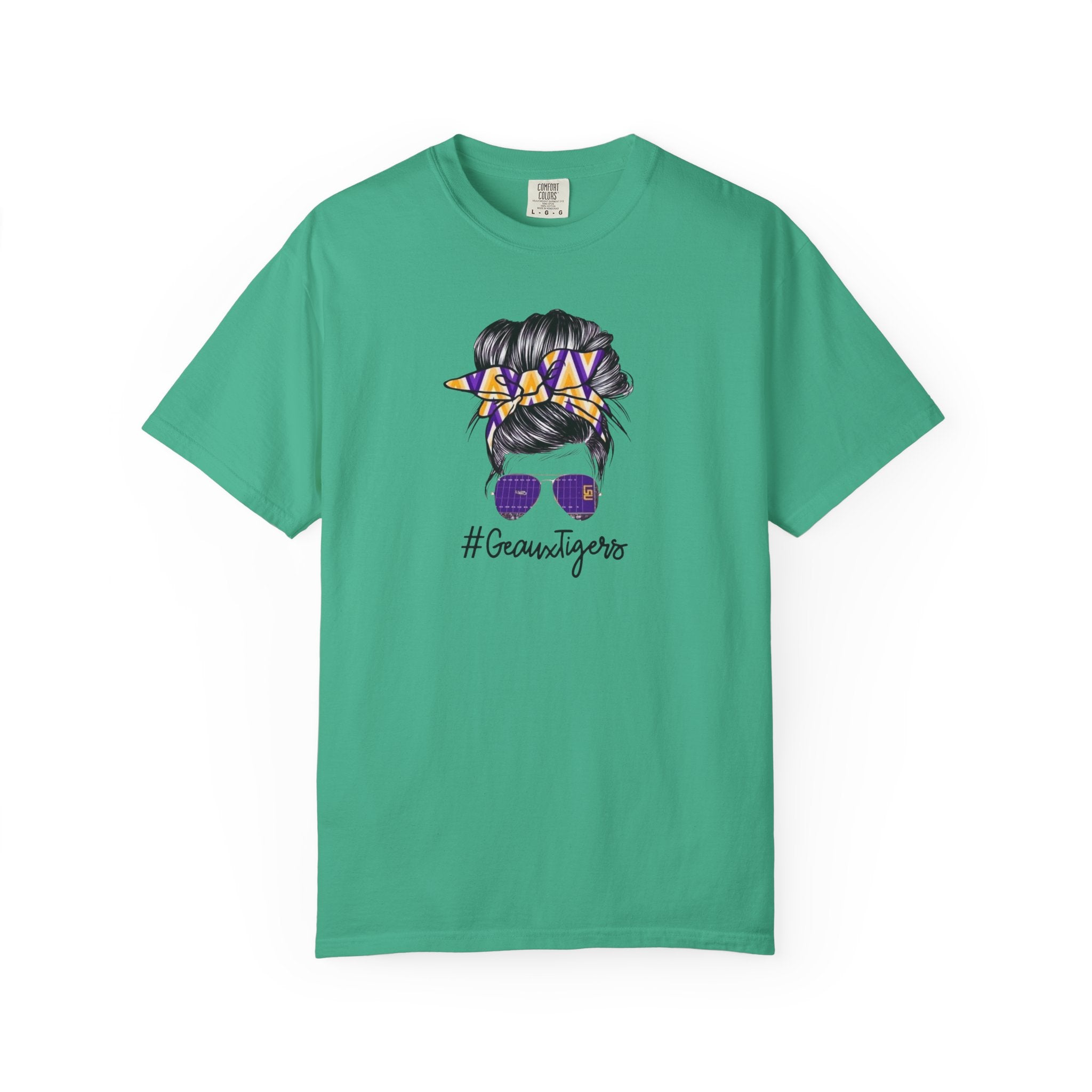 Gravtigers Hair Bun Sunglasses Graphic Tee