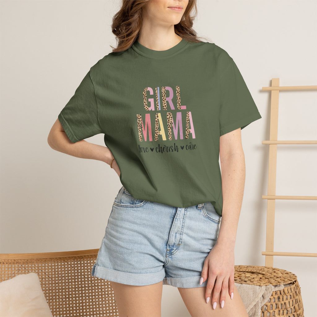Girl Mama T-Shirt — Floral Leopard Print “Girl Mama” Graphic Tee (Love • Cherish • Cuddle)