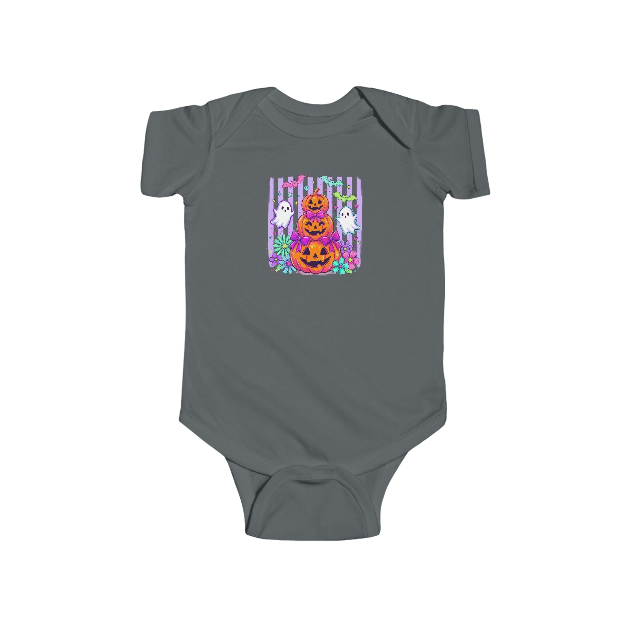 Baby Halloween Bodysuit - Cute Pumpkin Stack & Ghosts Infant Onesie