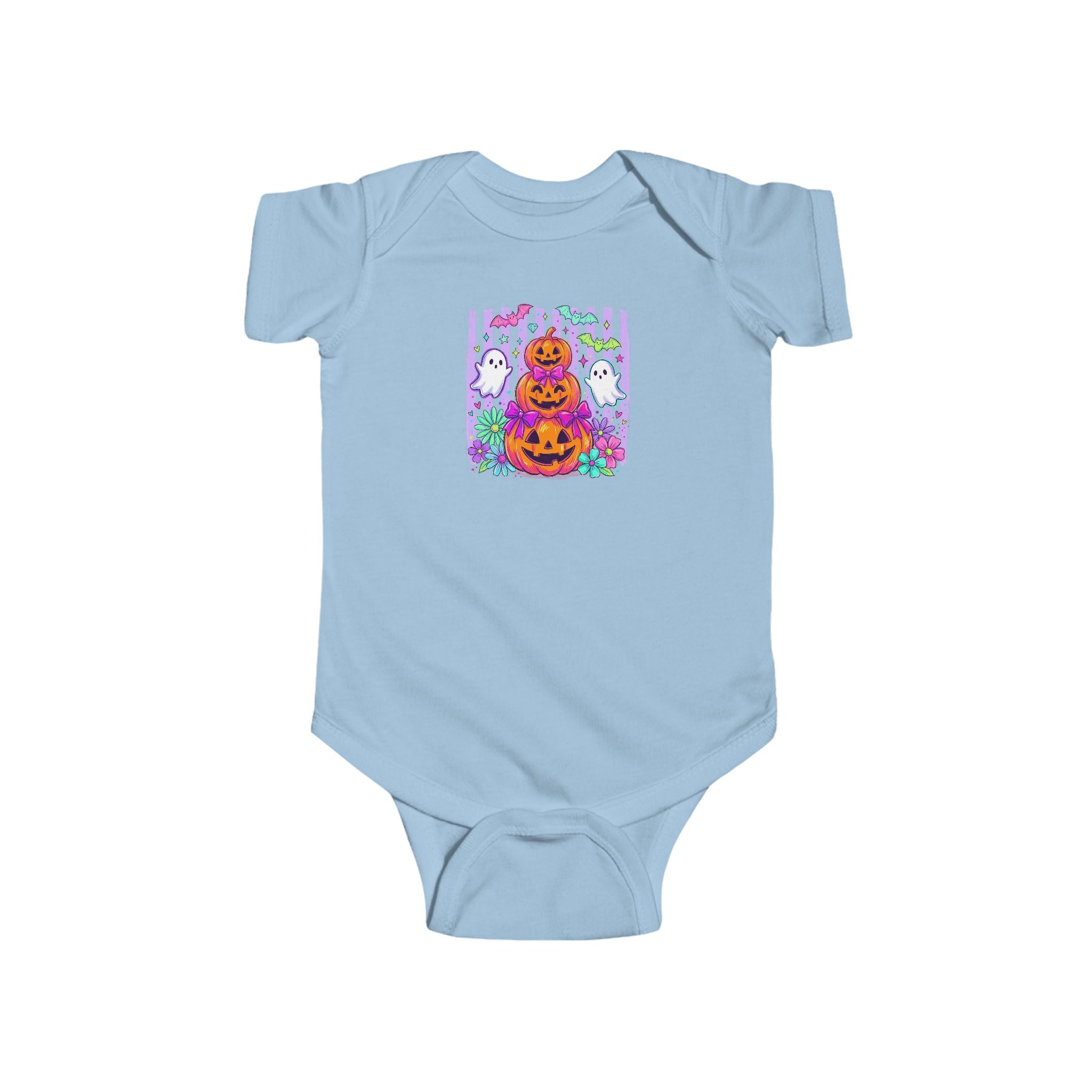 Baby Halloween Bodysuit - Cute Pumpkin Stack & Ghosts Infant Onesie