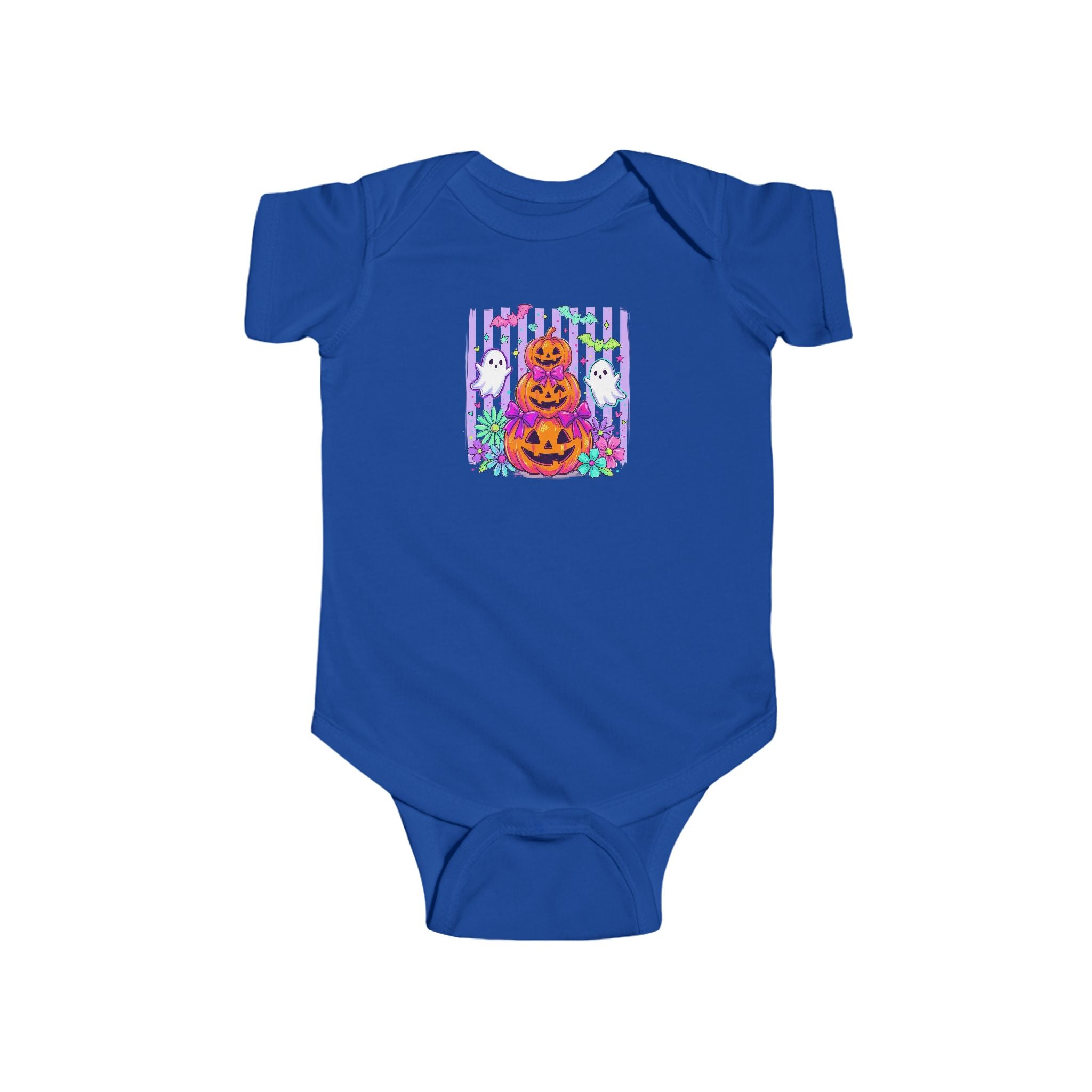 Baby Halloween Bodysuit - Cute Pumpkin Stack & Ghosts Infant Onesie