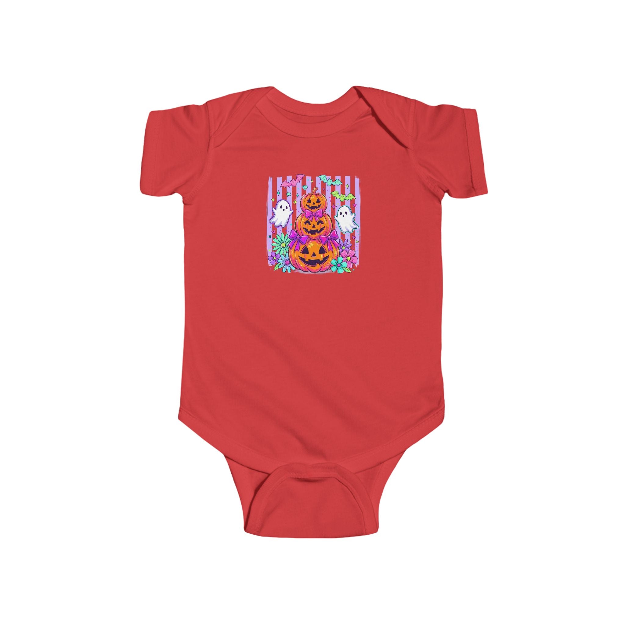 Baby Halloween Bodysuit - Cute Pumpkin Stack & Ghosts Infant Onesie