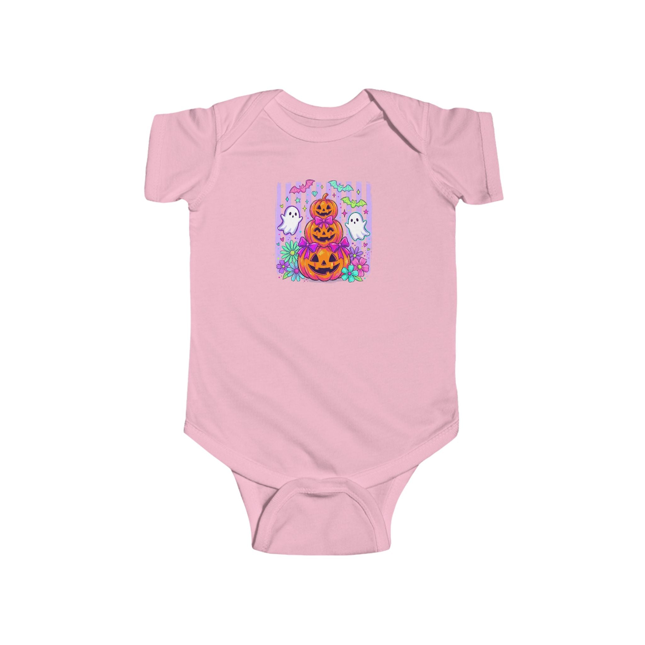 Baby Halloween Bodysuit - Cute Pumpkin Stack & Ghosts Infant Onesie