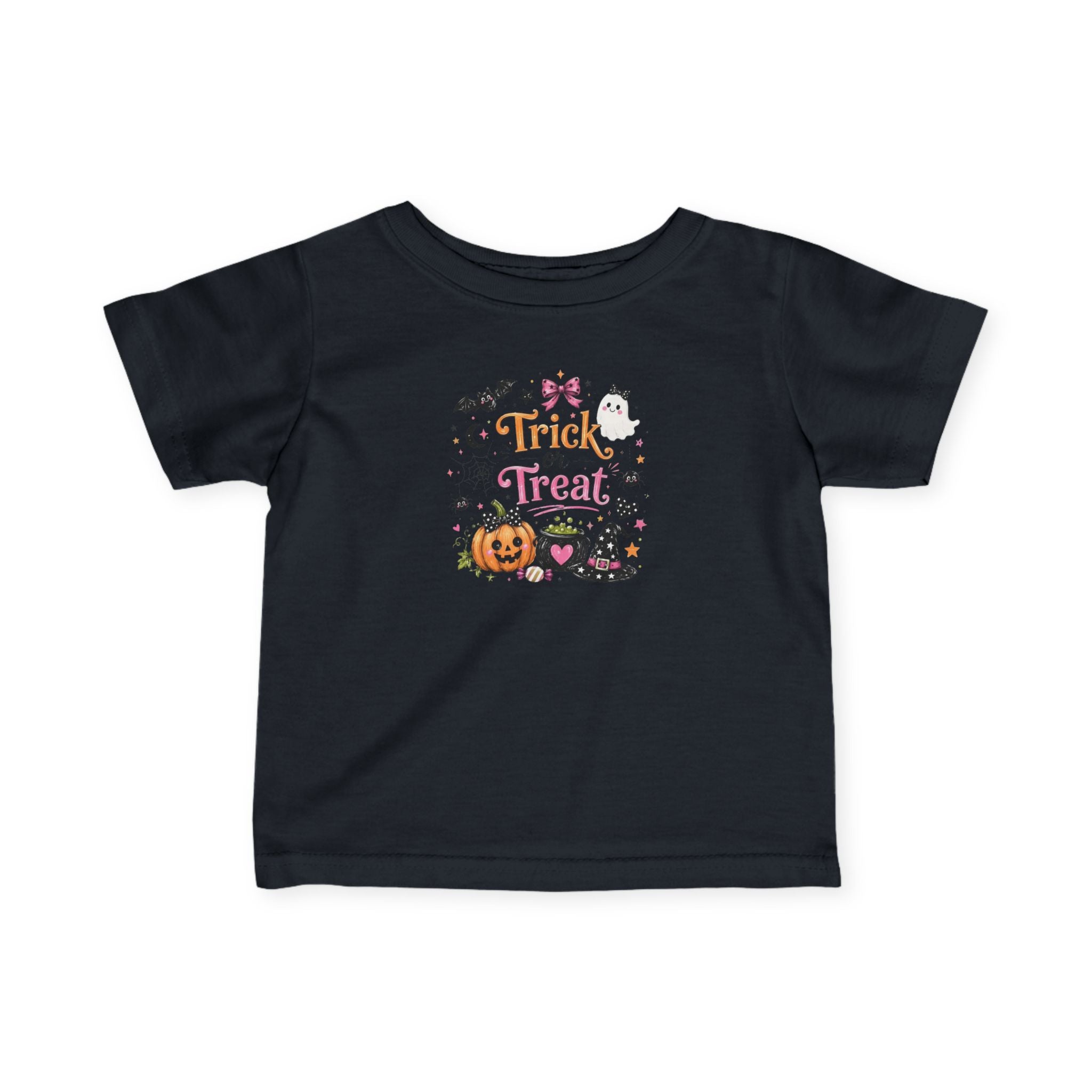 Infant Tee — Cute 'Trick or Treat' Halloween Pumpkin & Witch Hat Baby Shirt