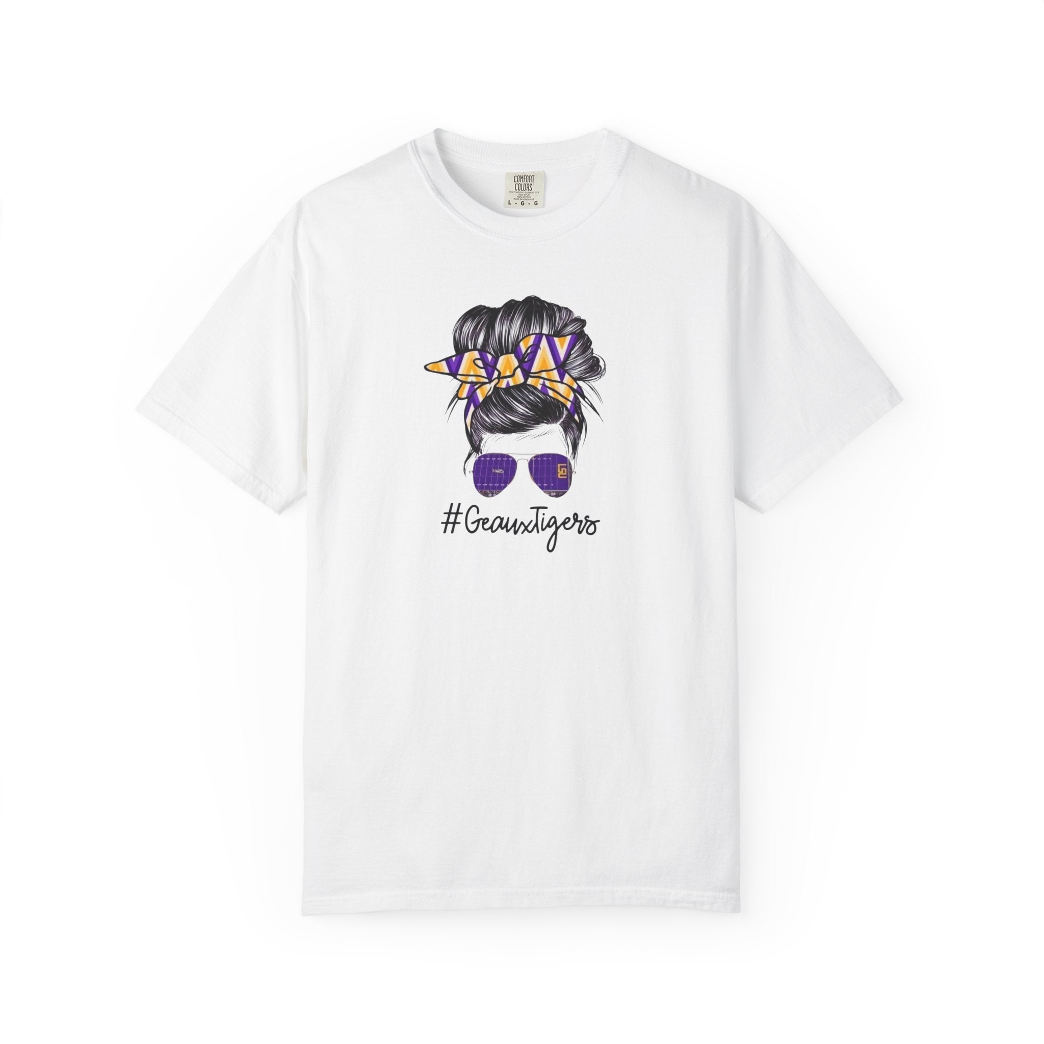 Gravtigers Hair Bun Sunglasses Graphic Tee
