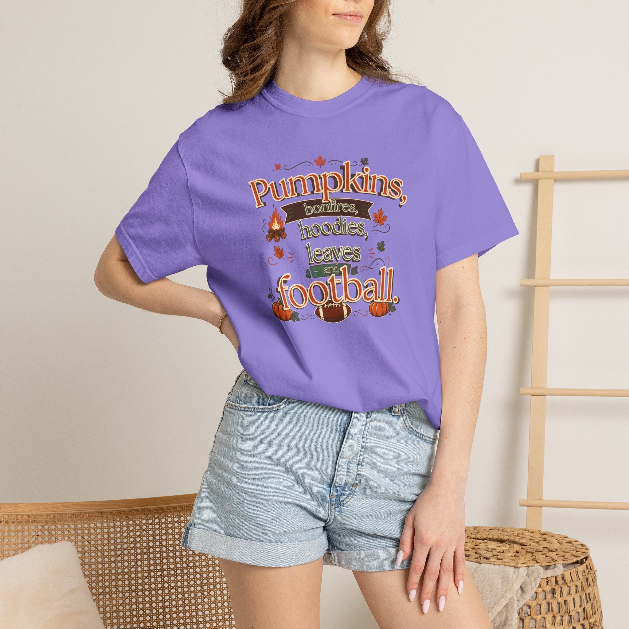 Fall Pumpkins Hoodies Leaves Football T‑Shirt