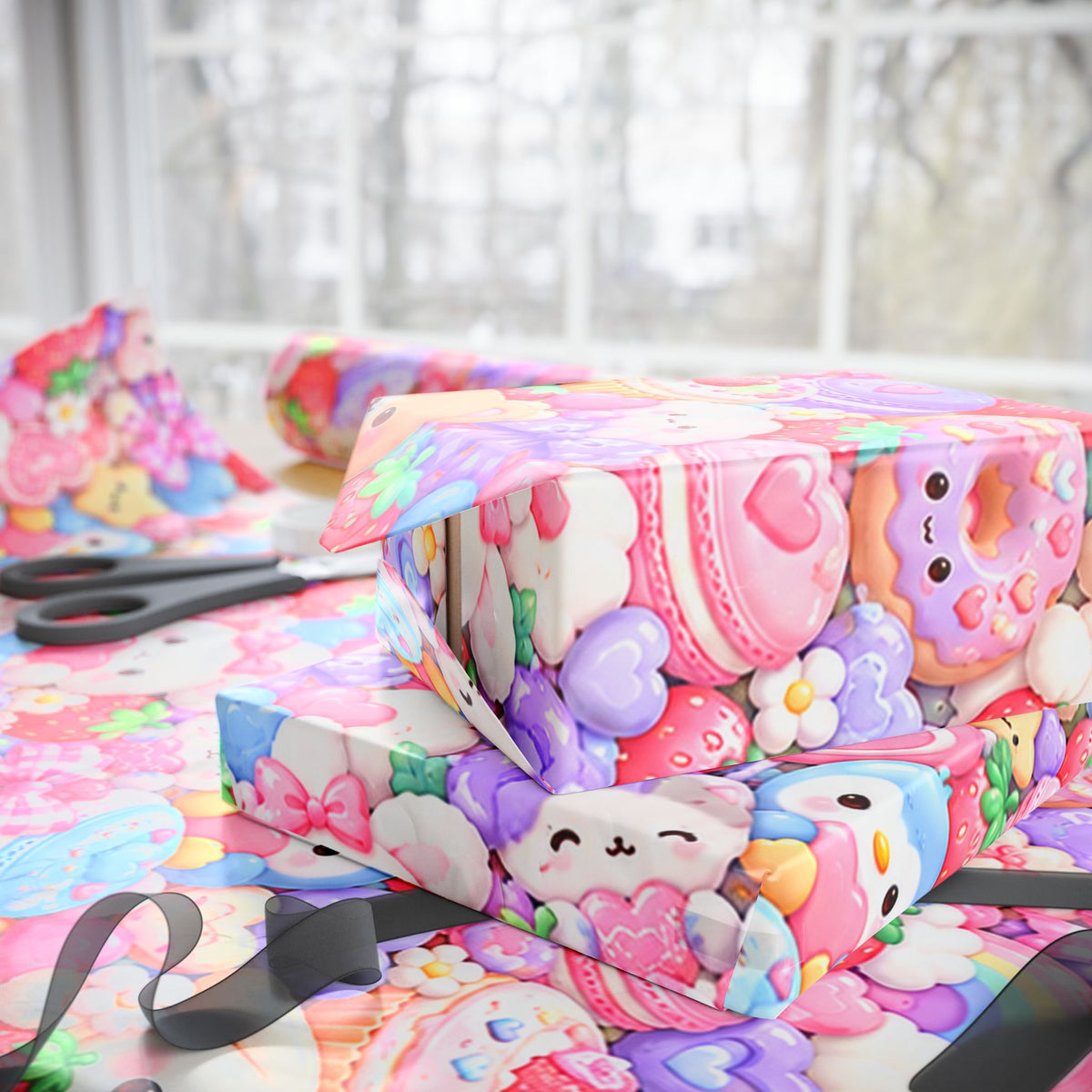 Kawaii Squishies Wrapping Paper – Cute Pastel Pink Gift Wrap