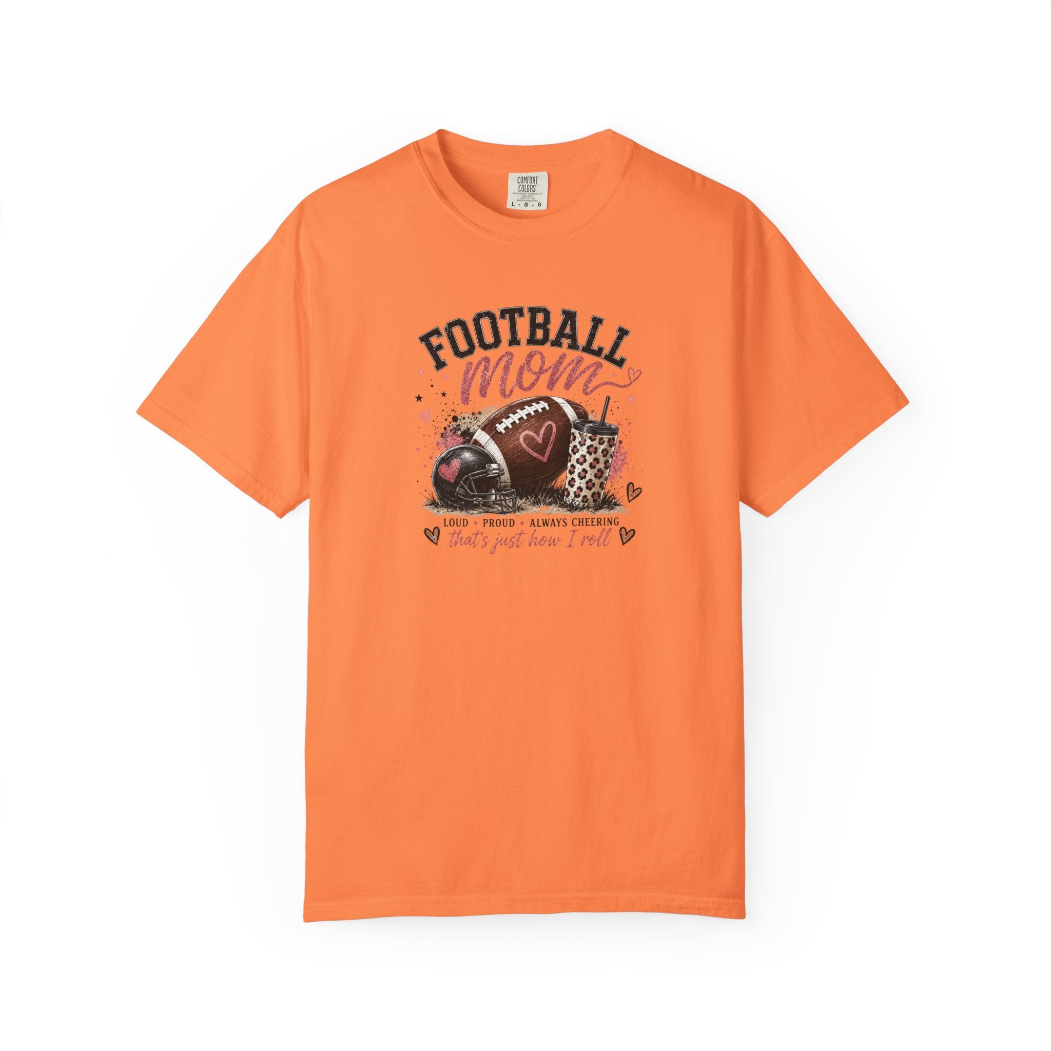 Football Mom T-Shirt — Leopard Heart Football Design