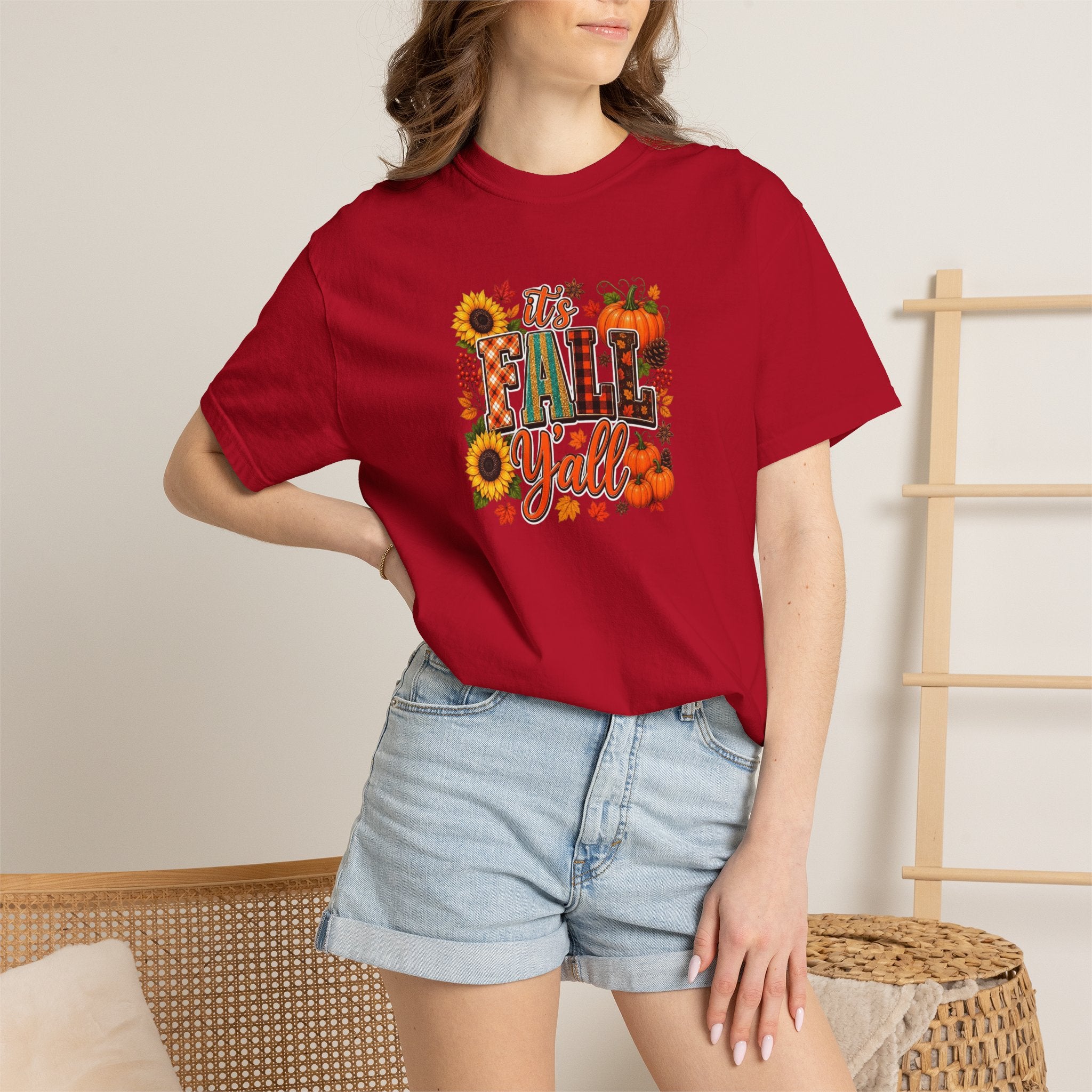 Fall Y'all T-Shirt — Autumn Pumpkin & Sunflower Graphic Tee