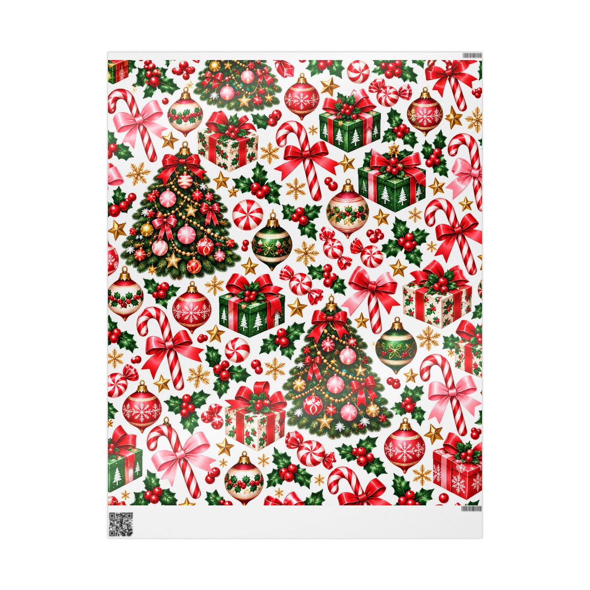 Peppermint & Pretty Bows | Vintage Christmas Wrapping Paper