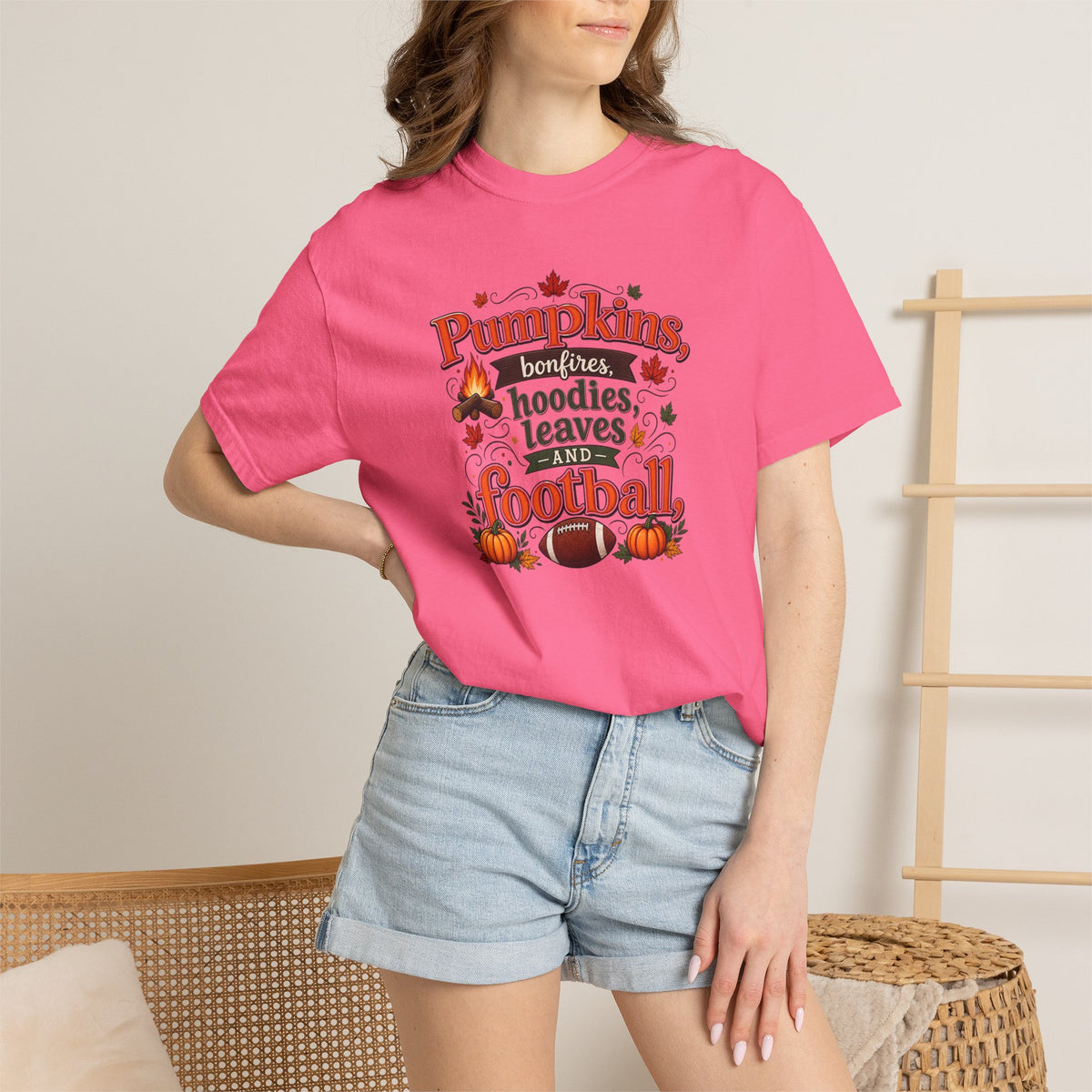 Fall Pumpkins Hoodies Leaves Football T‑Shirt
