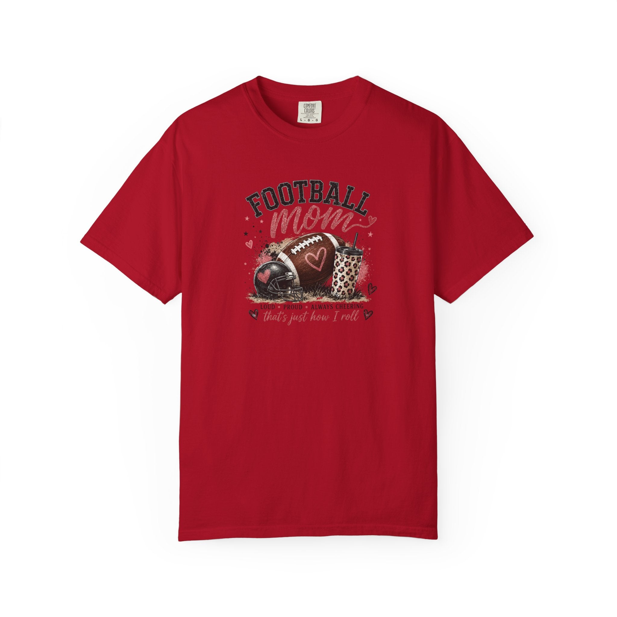Football Mom T-Shirt — Leopard Heart Football Design