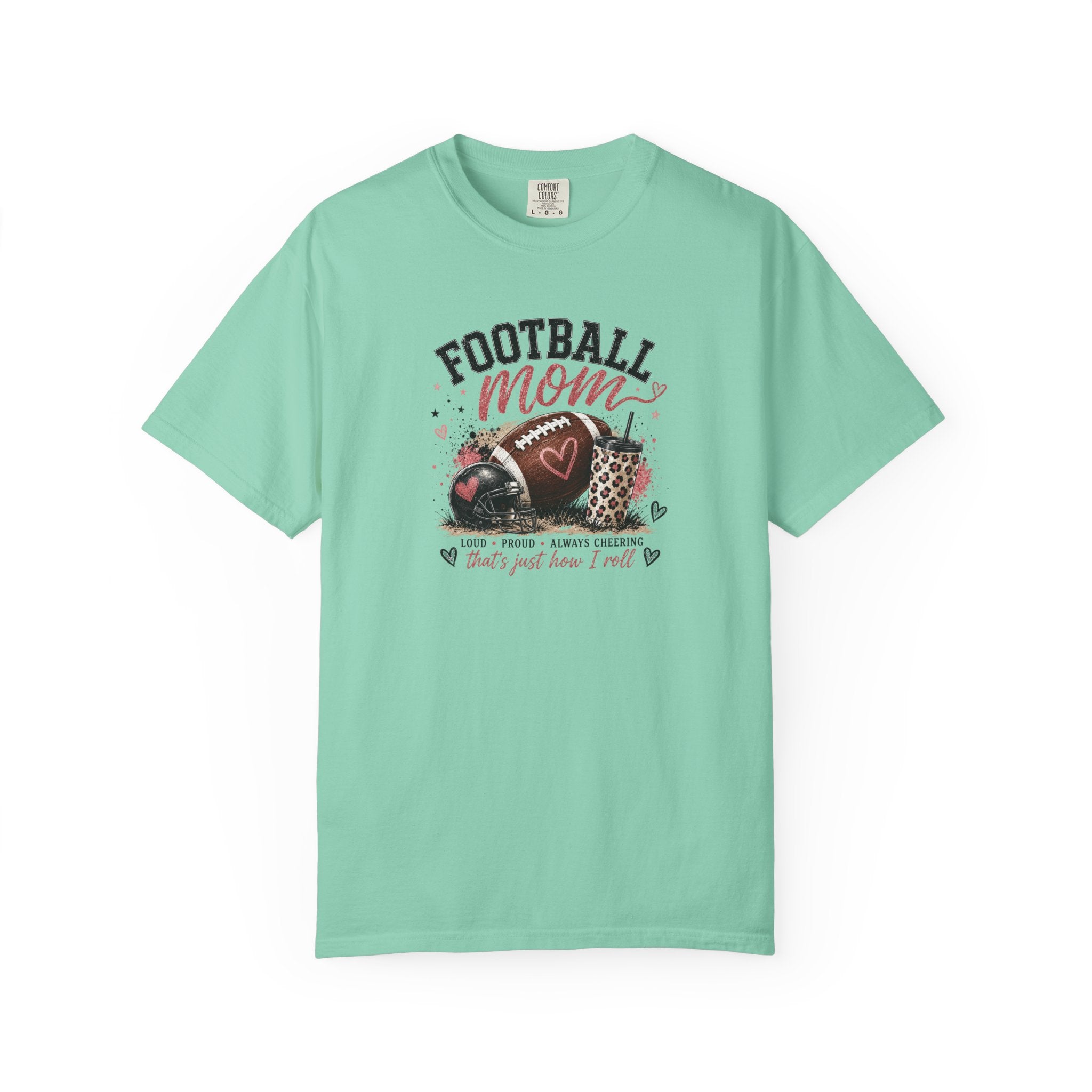 Football Mom T-Shirt — Leopard Heart Football Design