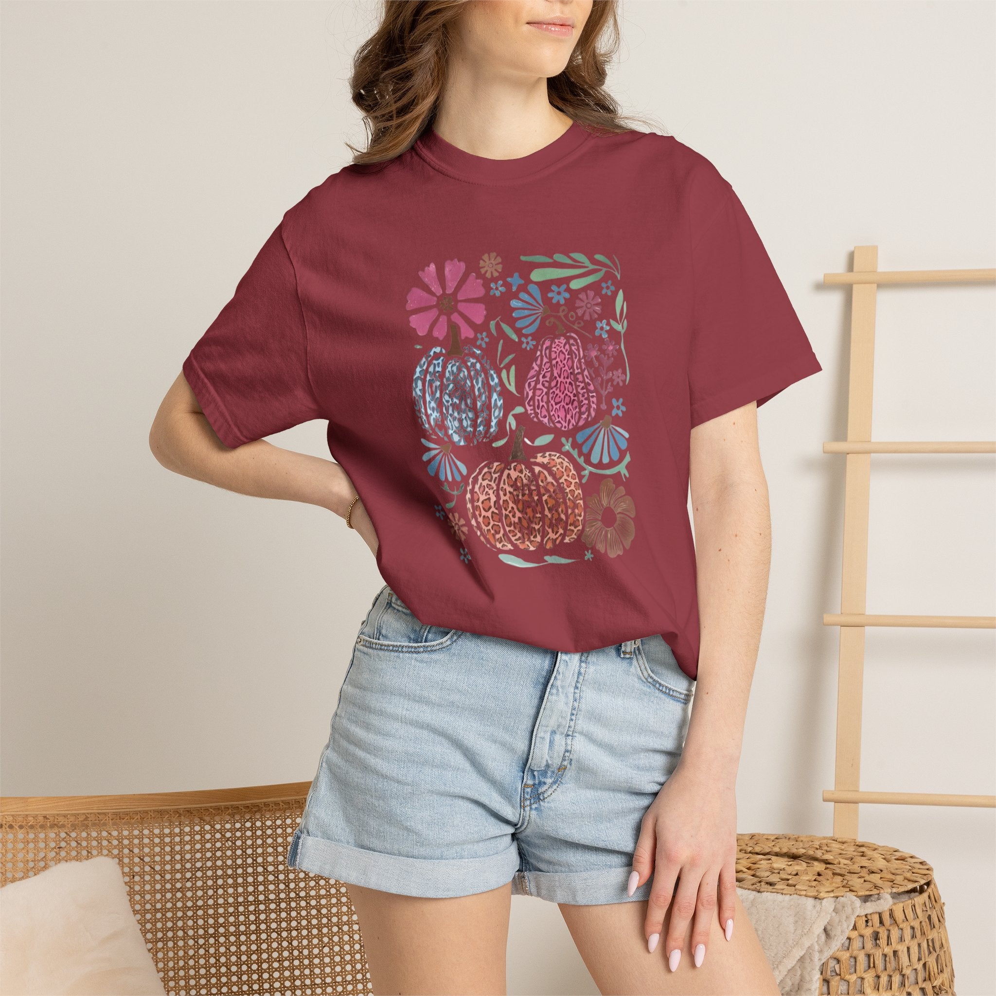 Autumn Floral Pumpkins T-Shirt