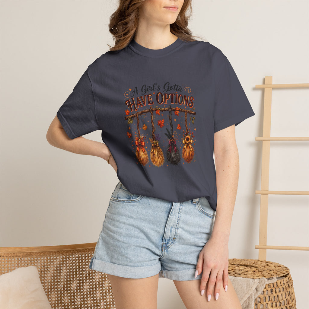 "A Girl's Gotta Have Options" Autumn Gnome Tee