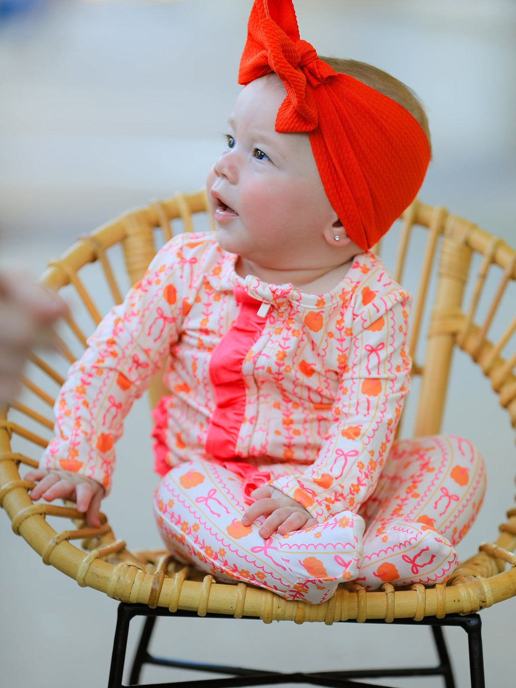 Girls Pink Pumpkin & Bow Long Sleeve Ruffle Dress – Fall Halloween Outfit