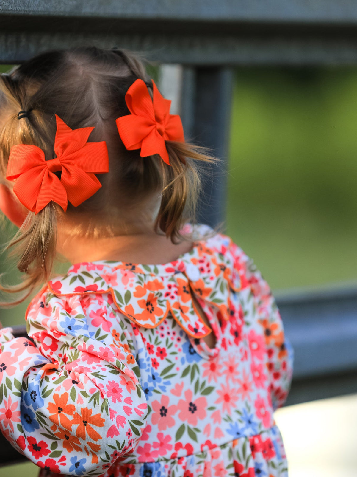 Girls Pink Fall Pumpkin & Bow Long Sleeve Twirl Dress
