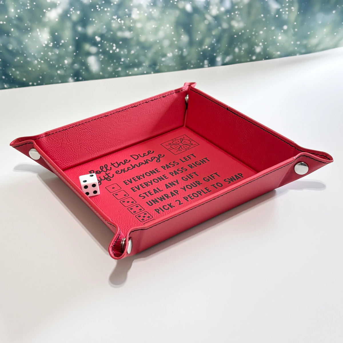 Christmas Dice Exchange Game – White Elephant Gift Tray