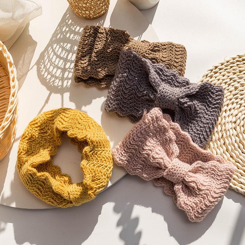 Women’s Wide Knit Bow Headband – Soft Knotted Winter Ear Warmer