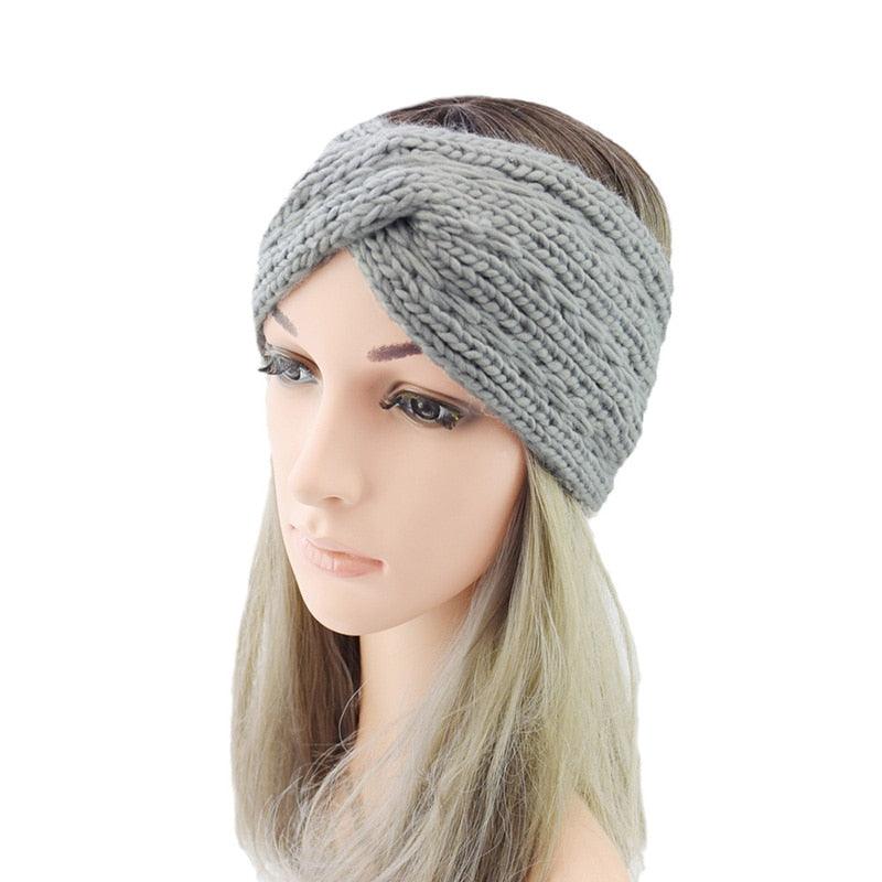 Women’s Wide Knit Bow Headband – Soft Knotted Winter Ear Warmer