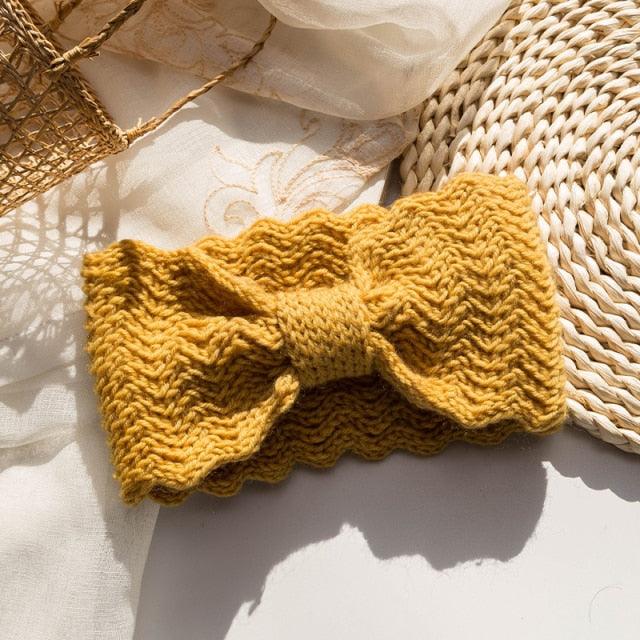 Women’s Wide Knit Bow Headband – Soft Knotted Winter Ear Warmer