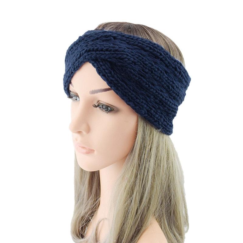 Women’s Wide Knit Bow Headband – Soft Knotted Winter Ear Warmer