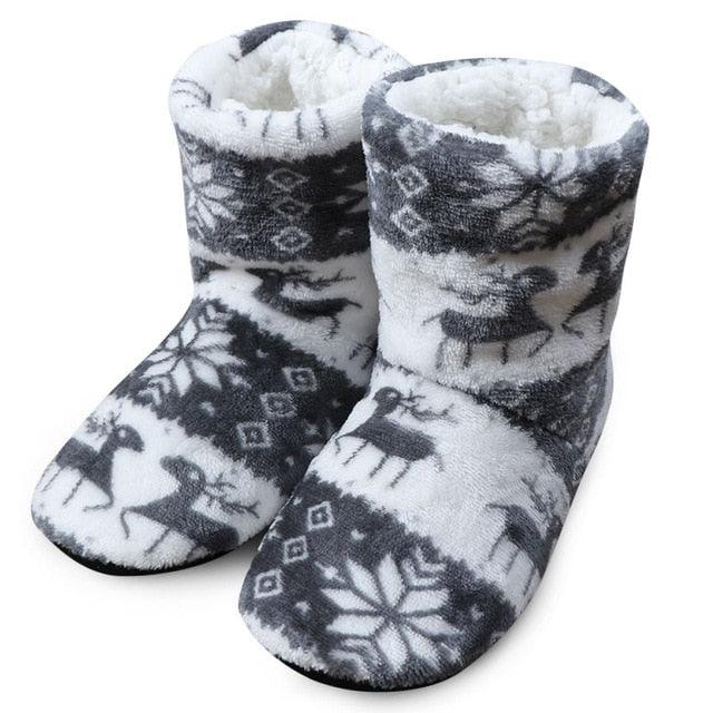 Winter Fur Slippers Women Warm House Slippers Plush Flip Flops Christmas Cotton Indoor Home Shoes Comfort Warm Fluffy Faux Fur Slipper Boots Soft Memory Foam Ankle Booties